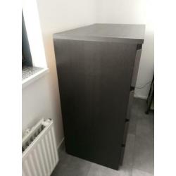 Ikea MALM Ladekast zwartbruin, 4 lades