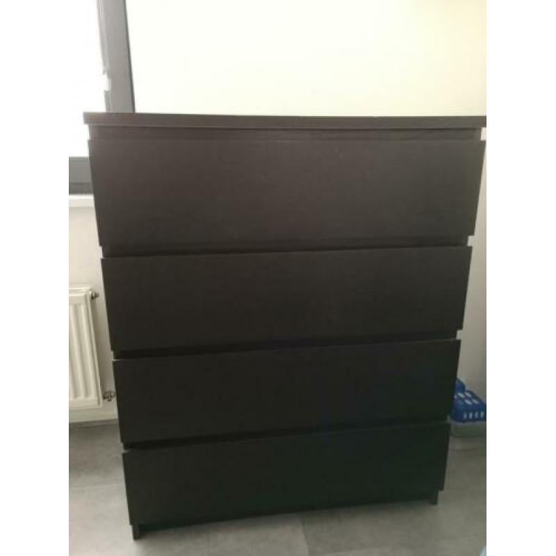 Ikea MALM Ladekast zwartbruin, 4 lades