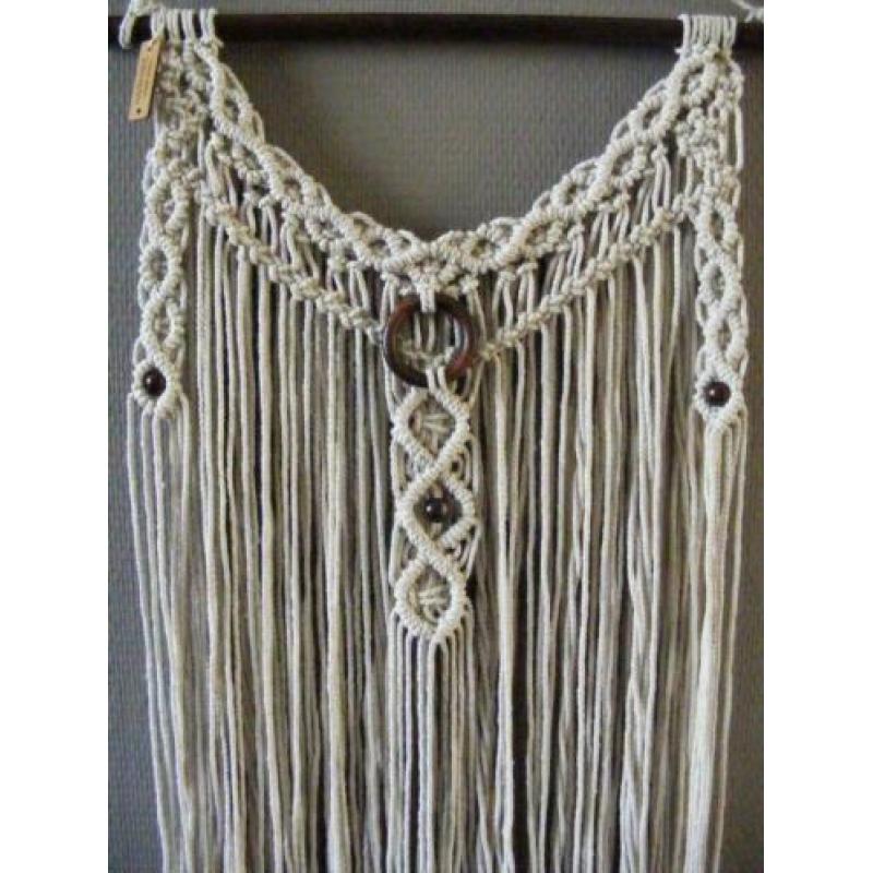 Macrame wandhanger donker hout