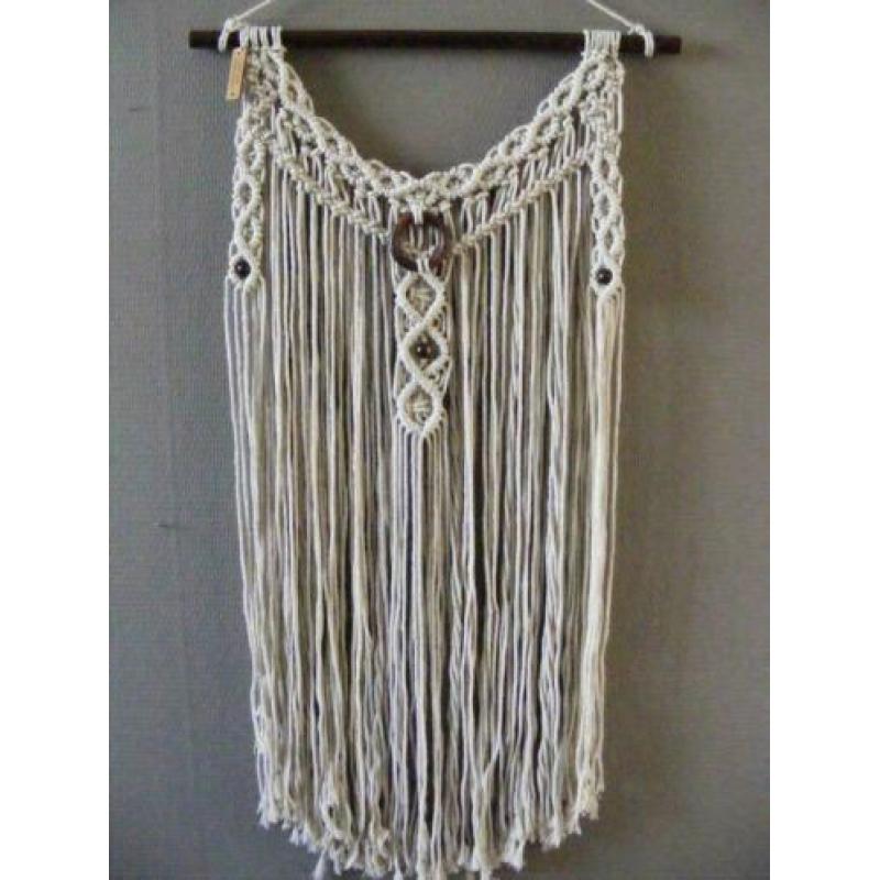 Macrame wandhanger donker hout