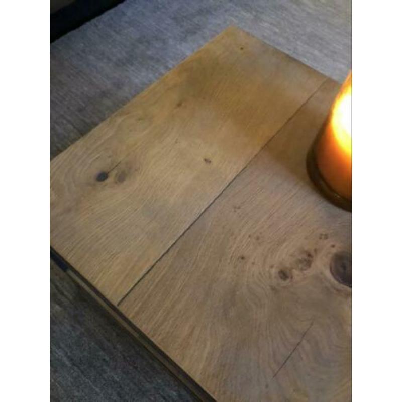 Industriële salontafel bijzettafel eiken metaal 50 x 50