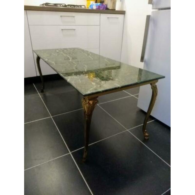 Salontafel marmer smaragd groen vintage