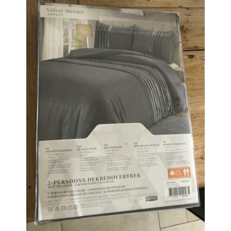 Nieuw: anthracite 2 persoons dekbedovertrek 200x220