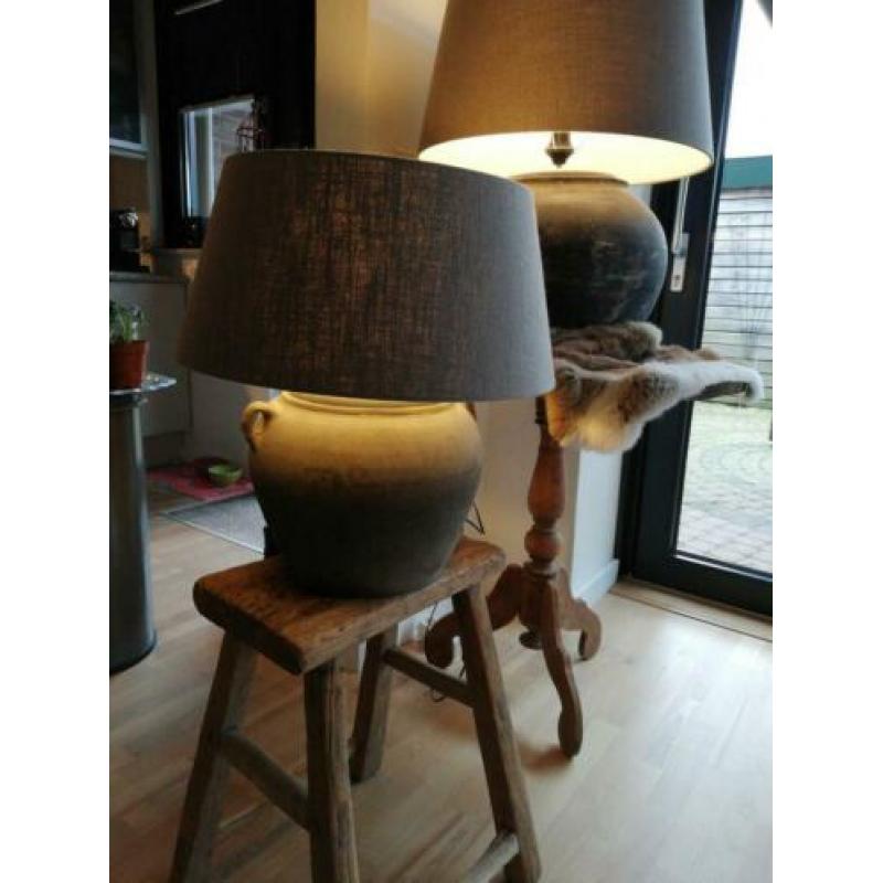 Kruiklamp 2x groot en klein, taupe kap