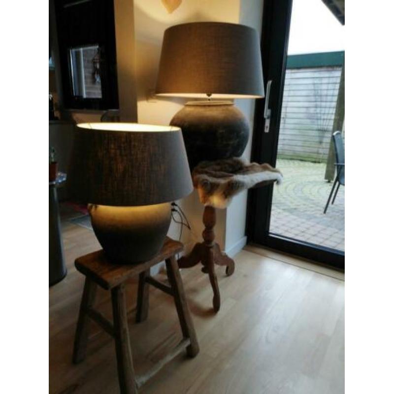 Kruiklamp 2x groot en klein, taupe kap