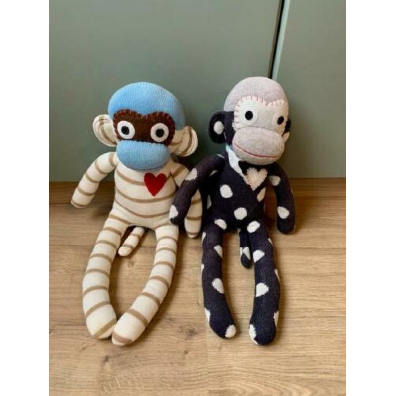 Z.g.a.n. Knuffel aapjes van Loods 5, blauw / beige / bruin