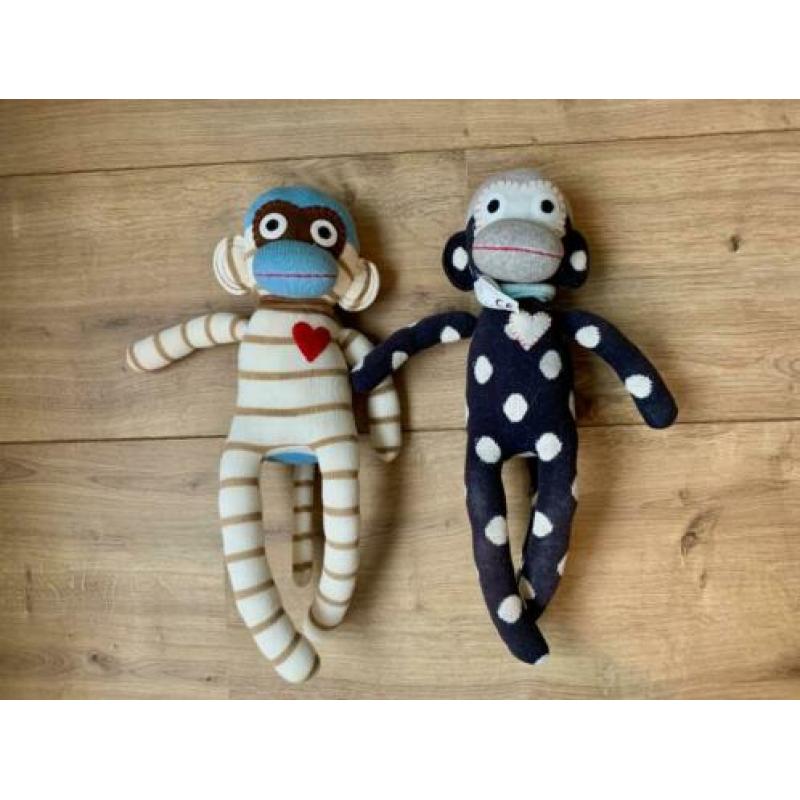 Z.g.a.n. Knuffel aapjes van Loods 5, blauw / beige / bruin