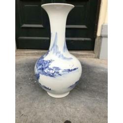 Ming vaas, +/- 50cm hoog, delfts blauw, bloemvaas