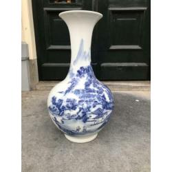 Ming vaas, +/- 50cm hoog, delfts blauw, bloemvaas