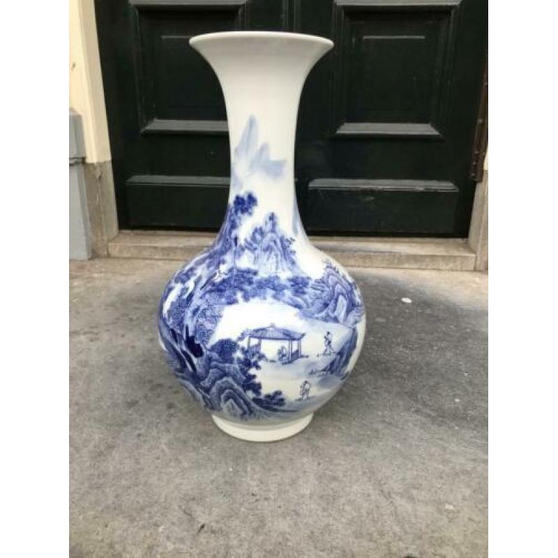 Ming vaas, +/- 50cm hoog, delfts blauw, bloemvaas