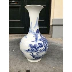 Ming vaas, +/- 50cm hoog, delfts blauw, bloemvaas