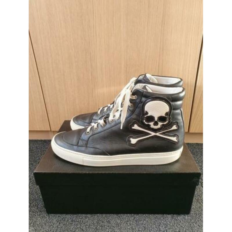 Philipp plein skull sneakers high top zwart/wit (43)