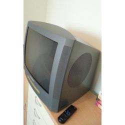 Grundig TV met rood/wit/gele aansluiting voor een spelcomp.